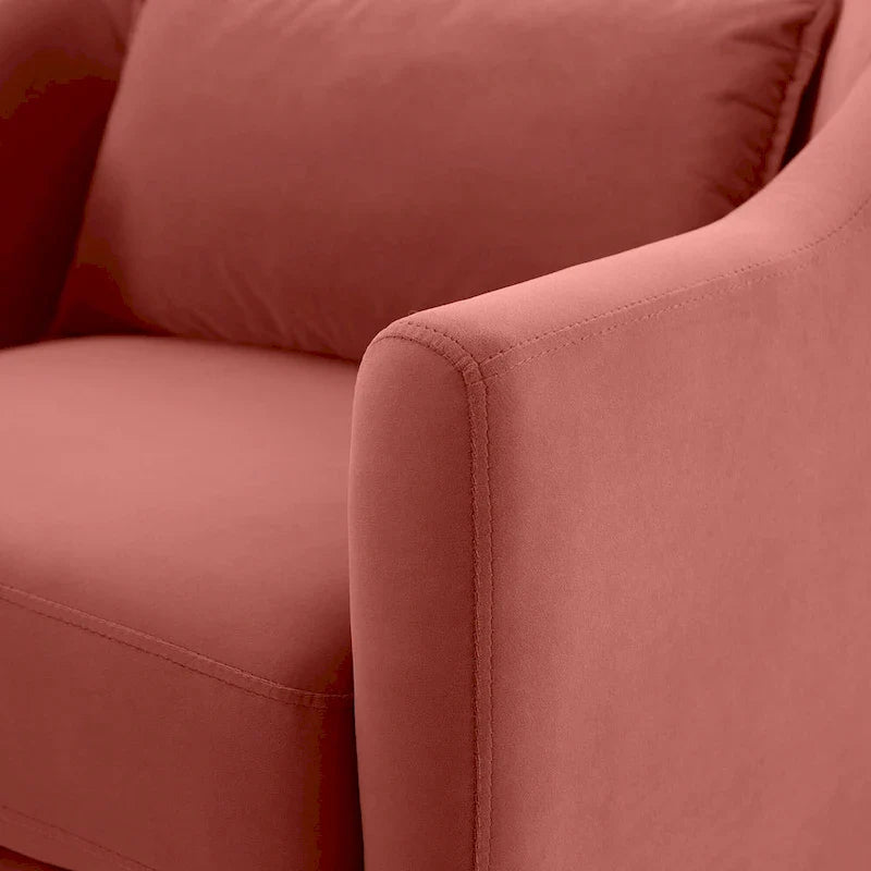 28.34W Set Of 2 Accent Armchair, Velvet Barrel Chair with Solid Wood Legs 27