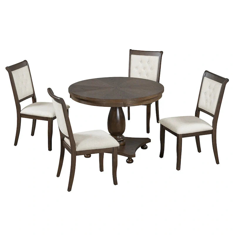 Set da pranzo da 5 pezzi Lak Retro con sedie imbottite di GDFStudio 32