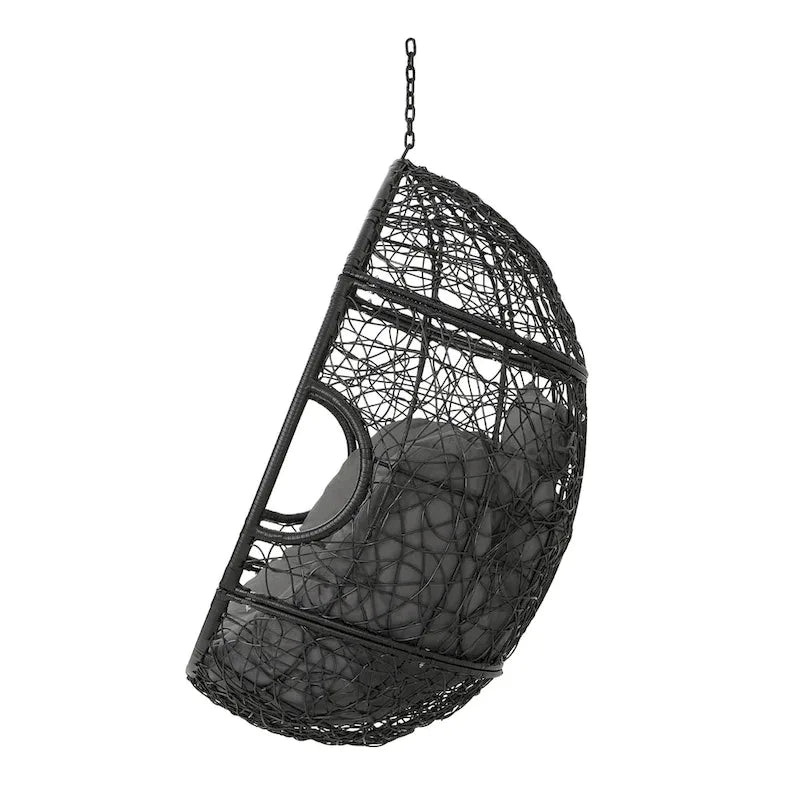 Waterproof Outdoor Wicker Hanging Basket Chair with Cushions, Hammock Seat - 300 lbs Capacity 9