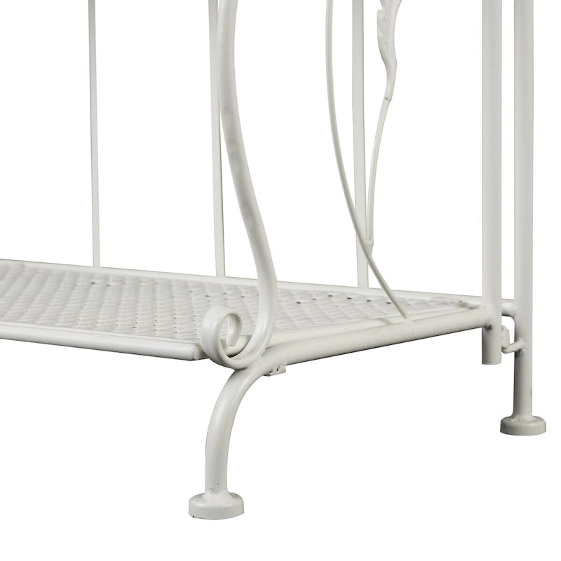Metal Scroll Indoor Outdoor Tall Folding 5 Shelves Bakers Rack - Gold or White - Roche River Decor 21