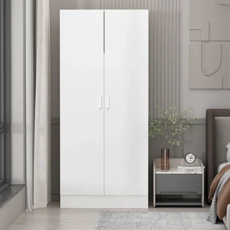2-Door Wardrobe Armoires Freestanding Bedroom Armoire with Hanging Rod 3