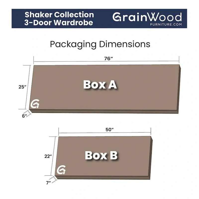 Grain Wood Furniture Shaker Wood 3-door Armoire - 60x72x22 7