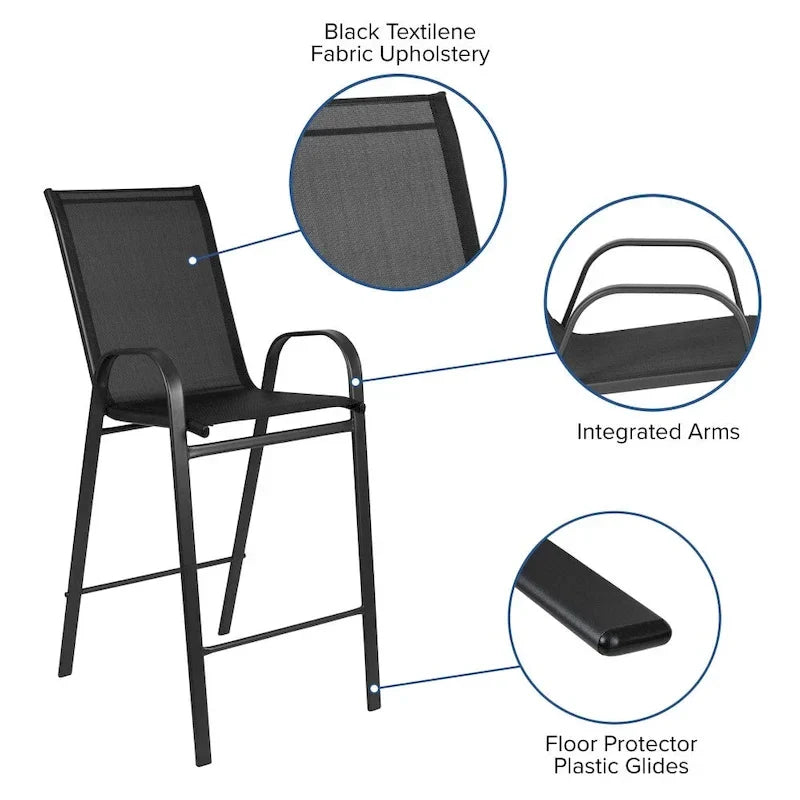 4 Pack Outdoor Barstools with Flex Comfort Material - Patio Stool 9