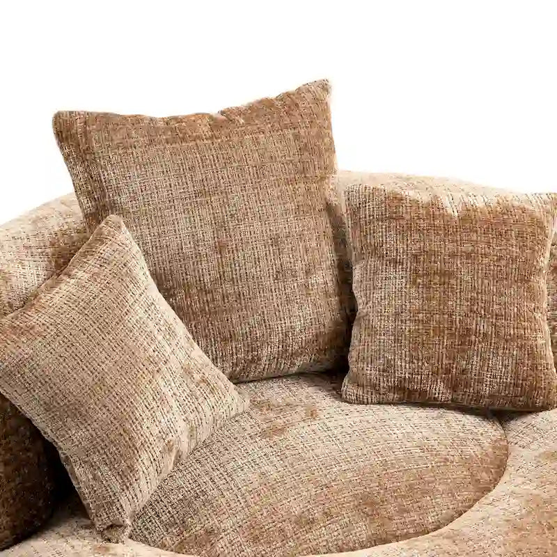 Chenille High Back Lazy Sofa with 3 Pillows and Oversized Bean Bag Chair 35