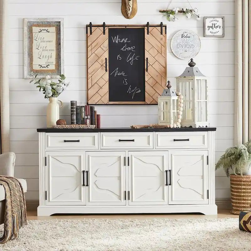 Farmhouse Buffet Sideboard Cabinet,Coffee Bar Wine Bar for Dining Room - N/A 10