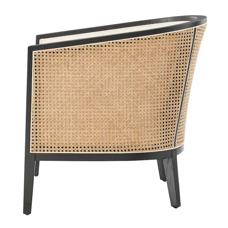 Tillman Linen Accent Arm Chair with Rattan 4