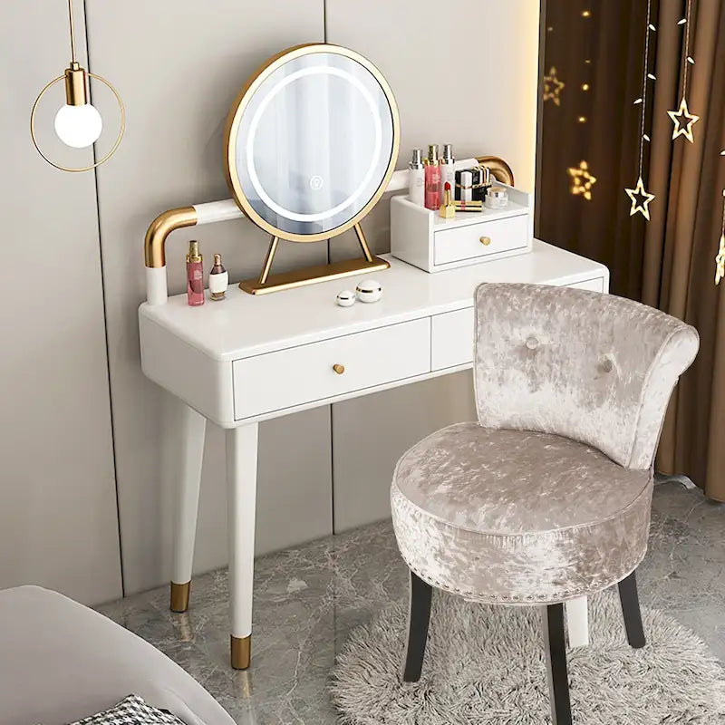 27.5 Tall Solid Wood Vanity Stool Chair - 27.5 H X 19 W X 11.8 D 5