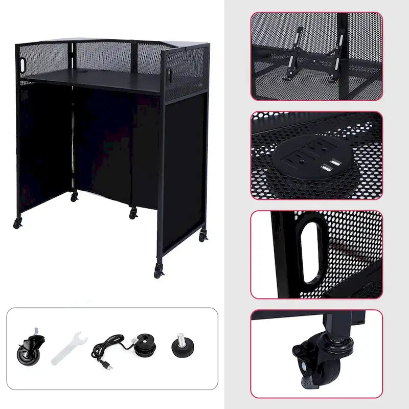 Portable DJ Booth Table Set with Integrated Lighting Scrims, Sturdy Carry Case, and Compact 40x20 inch Dimensions 8