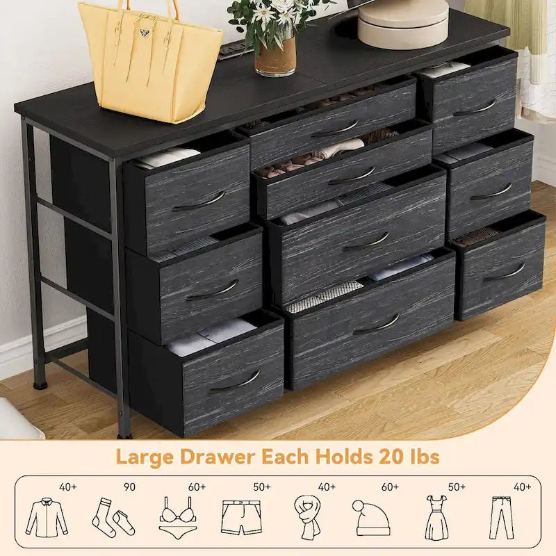 Bedroom Dresser with 10 Large Drawers for 55 Long TV Stand - 55 inches 11