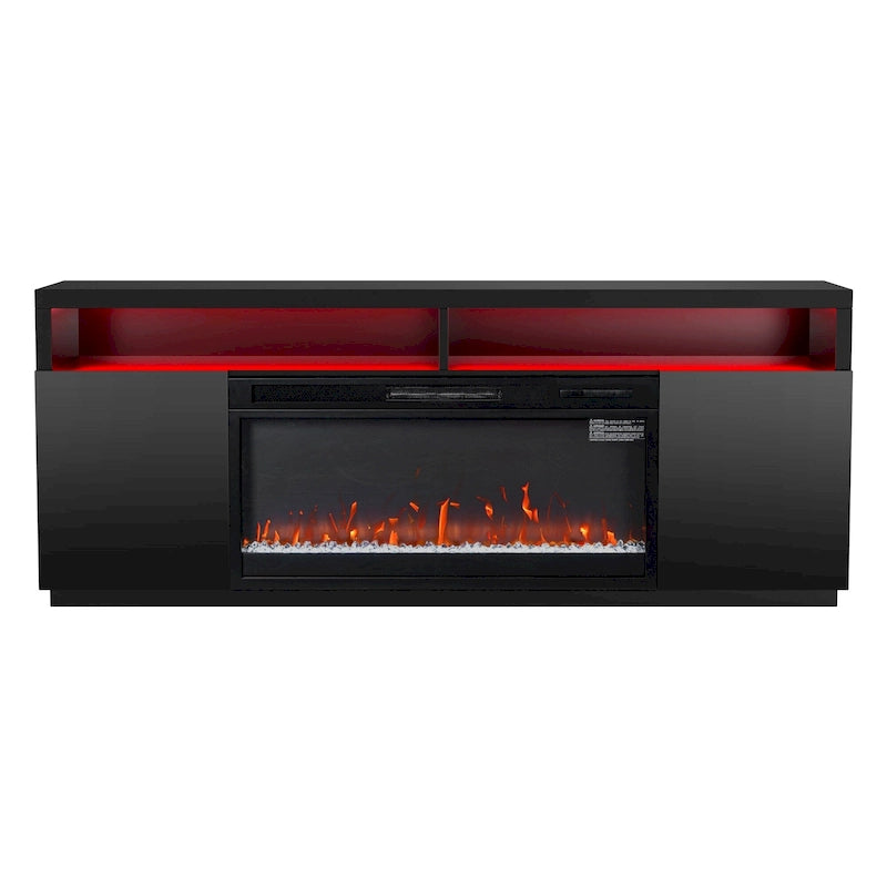 68 Modern Black RGB Electric Fireplace TV Stands Console for TVs Up to 72-inch 15