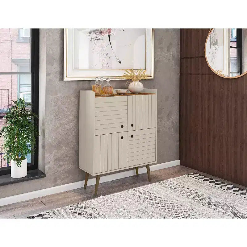 45.5 Bogart Mid-Century Modern 4 Shelf Accent Cabinet - Manhattan Comfort