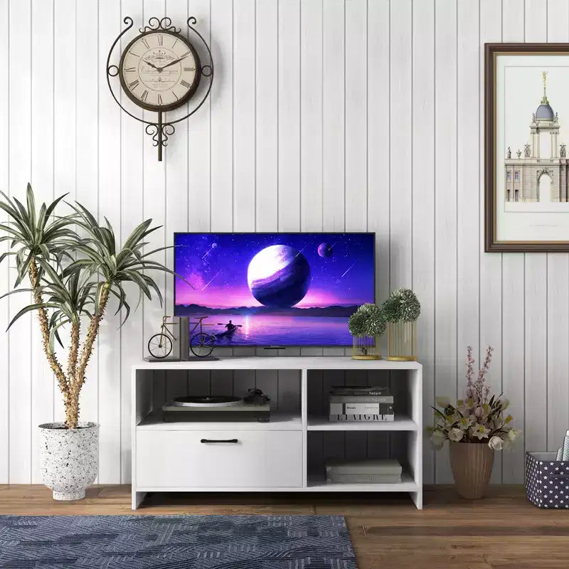 Costway Modern TV Stand TV Console Cabinet w/ 3 Open Compartments Media Console Center for TVs up to 55 Inches