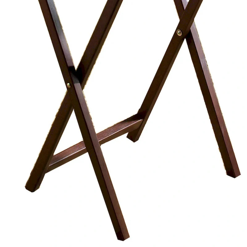 PJ Wood Folding TV Tray Tables with Compact Storage Rack, Espresso, 5 Piece Set - 36.38 13