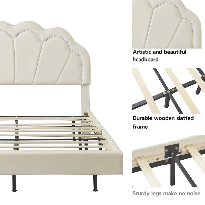 2-Pieces Bedroom Sets Full LED Platform Bed with Storage Ottoman 8