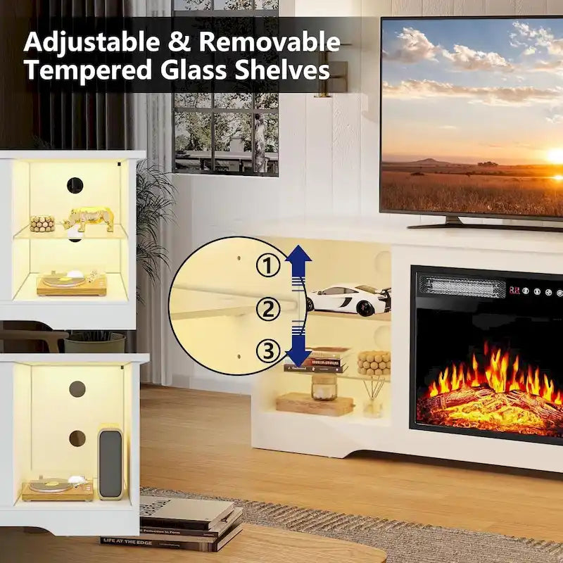 Bossin 58 Fireplace TV Stand with 18 Electric Fireplace,Modern Entertainment Center for 65 TVs,TV Console 34