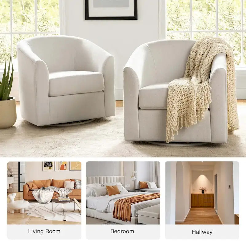 Cuenca Modern Upholstered Barrel Chair with Swivel Base 35