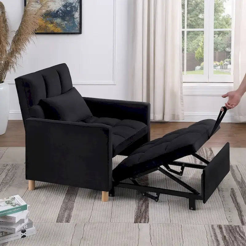 3-in-1 Convertible Sleeper Sofa Lounge Chair Bed, Black 4