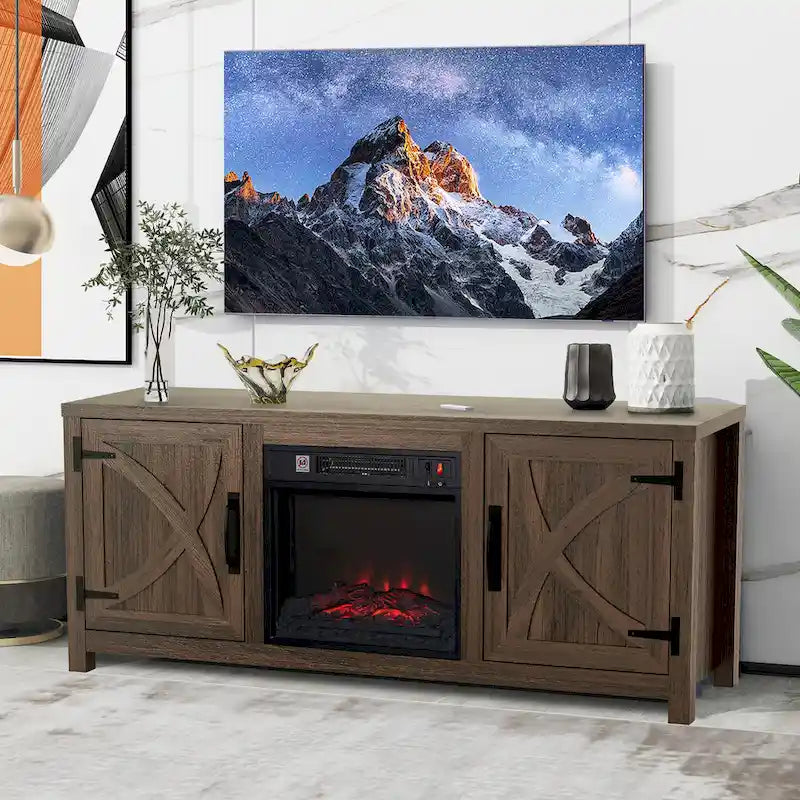 58 Farmhouse Electric Fireplace TV Stands Console Table for TV's up to 65 18