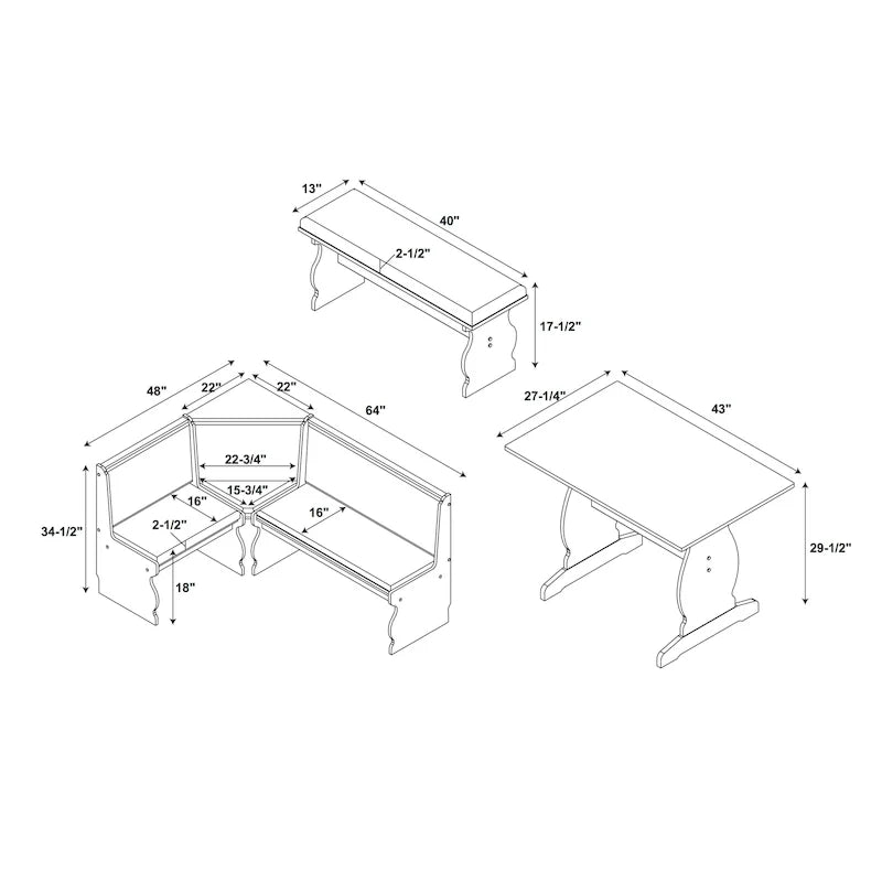 Hannah Breakfast Nook - Set da pranzo 3 pezzi 15
