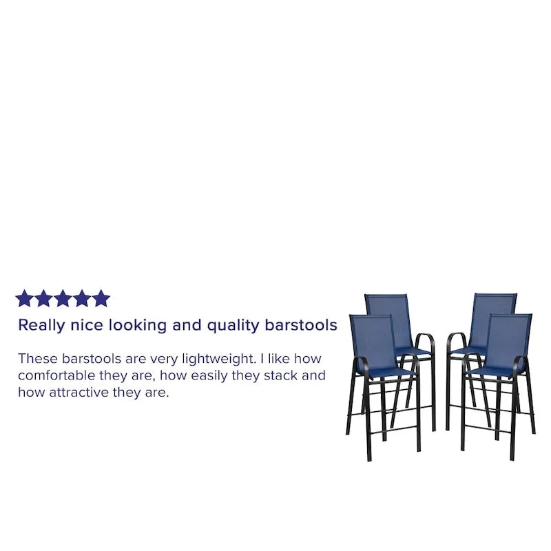 4 Pack Outdoor Barstools with Flex Comfort Material - Patio Stool 34