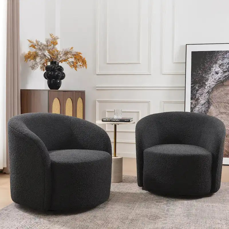 KINWELL 34 Wide Upholstered Swivel Accent Barrel Chair (Set of 2) 32