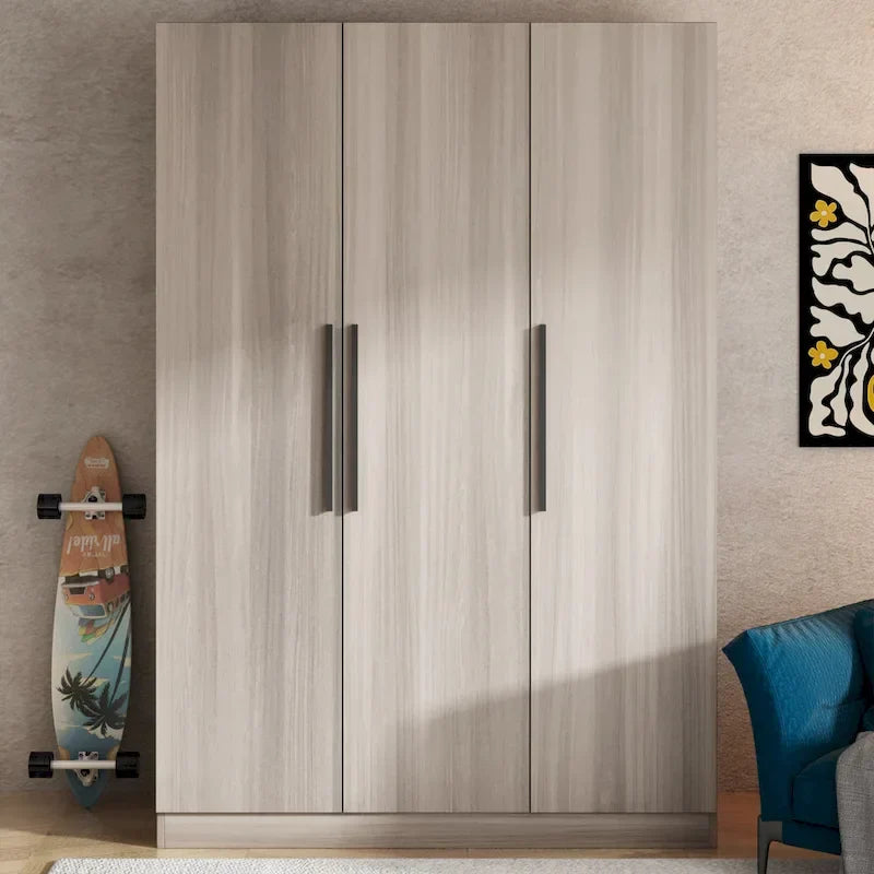 Wardrobe Armoire Wooden Closet Cabinet 6 Storage Cube and Hanging Rod 17