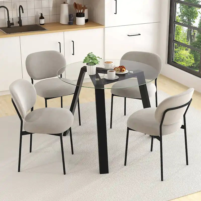 Costway 36 Round Glass Dining Table for 4 with Tempered Glass - See Details 8
