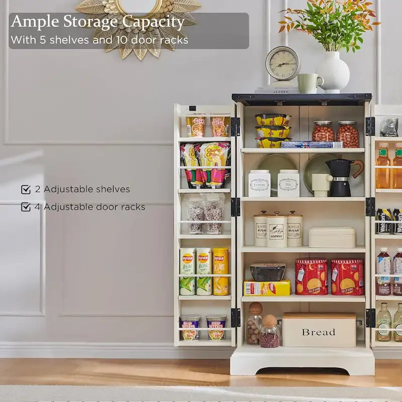 47 Armadietto da Cucina Dispensa, Mobile Contenitore con Ante Scorrevoli Stile Fienile - N/D 7