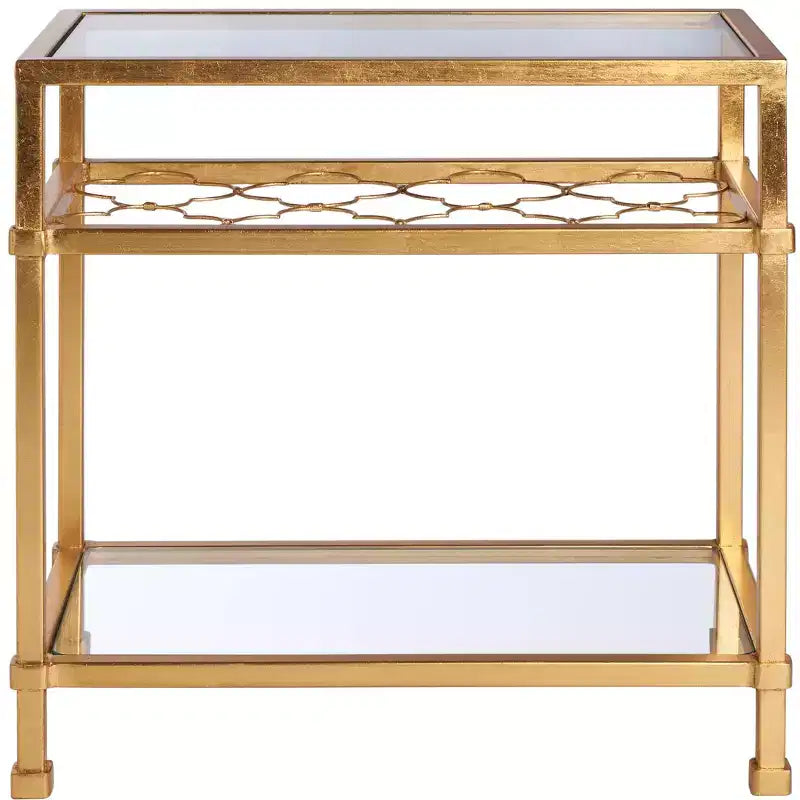 Hanzel Gold Leaf Glass Side Table - AMH8312 - Safavieh Couture