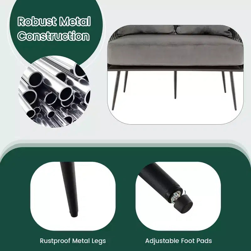 Costway Divano a Due Posti Moderno Rivestito in Velluto Olandese con Schienale e Braccioli Intrecciati Verde/Grigio 18