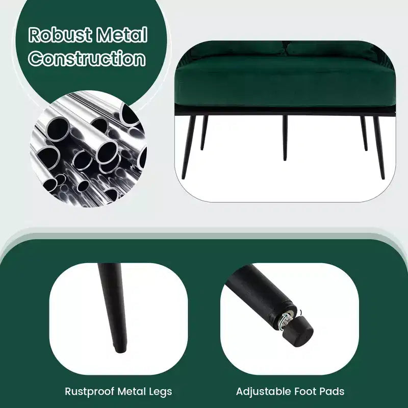 Costway Divano a Due Posti Moderno Rivestito in Velluto Olandese con Schienale e Braccioli Intrecciati Verde/Grigio 8