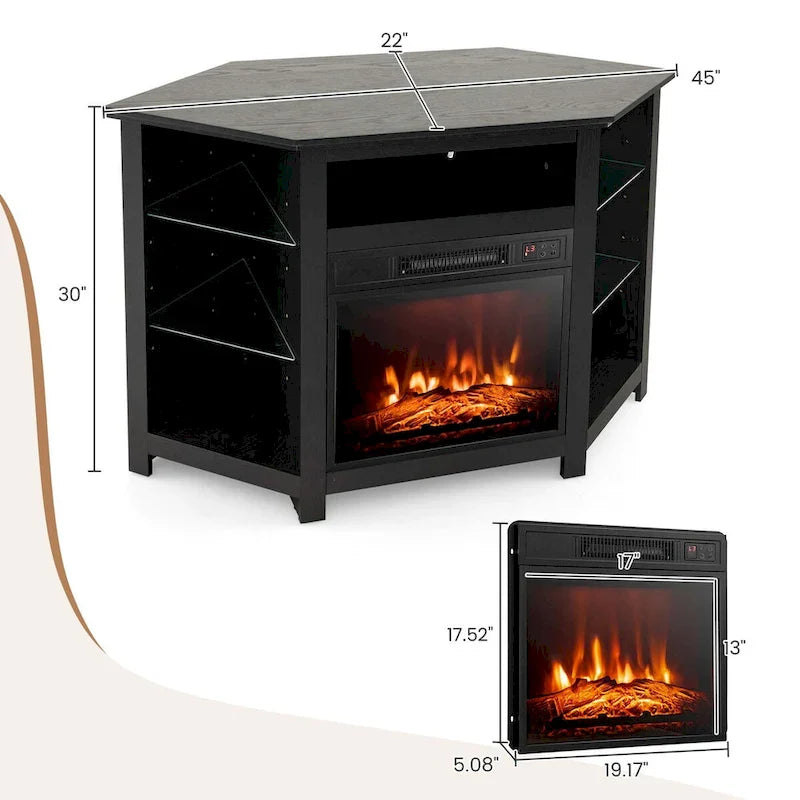 Costway Fireplace TV Stand w/ Led Lights & 18  Electric Fireplace for - See Details 9