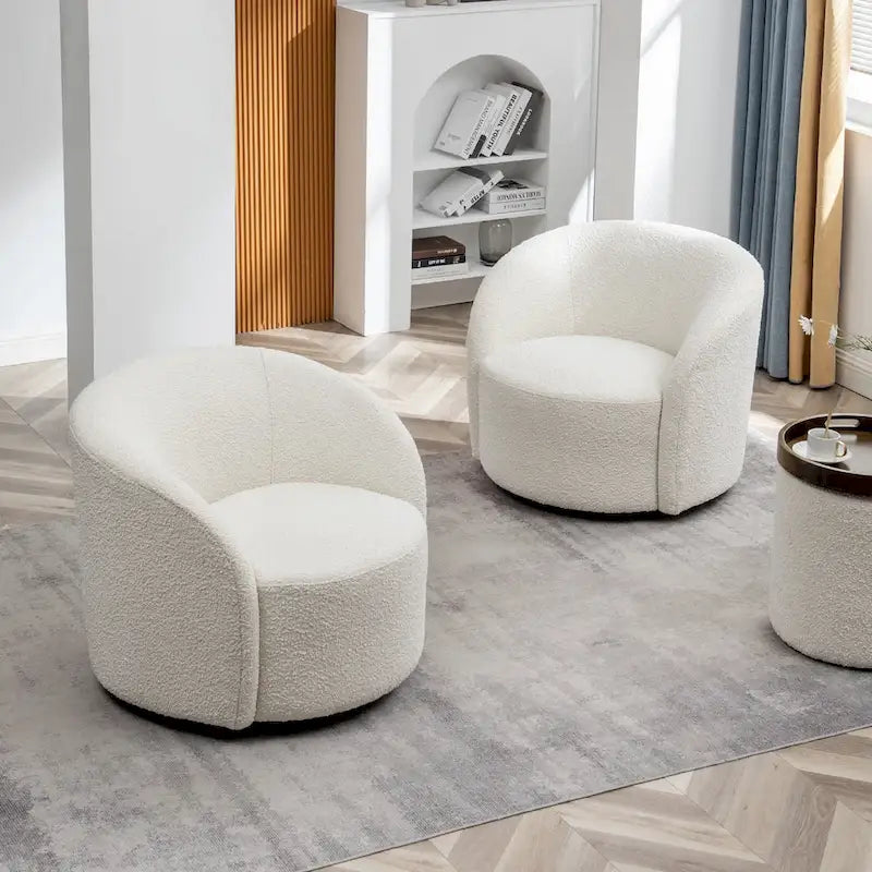 KINWELL 34 Wide Upholstered Swivel Accent Barrel Chair (Set of 2) 12