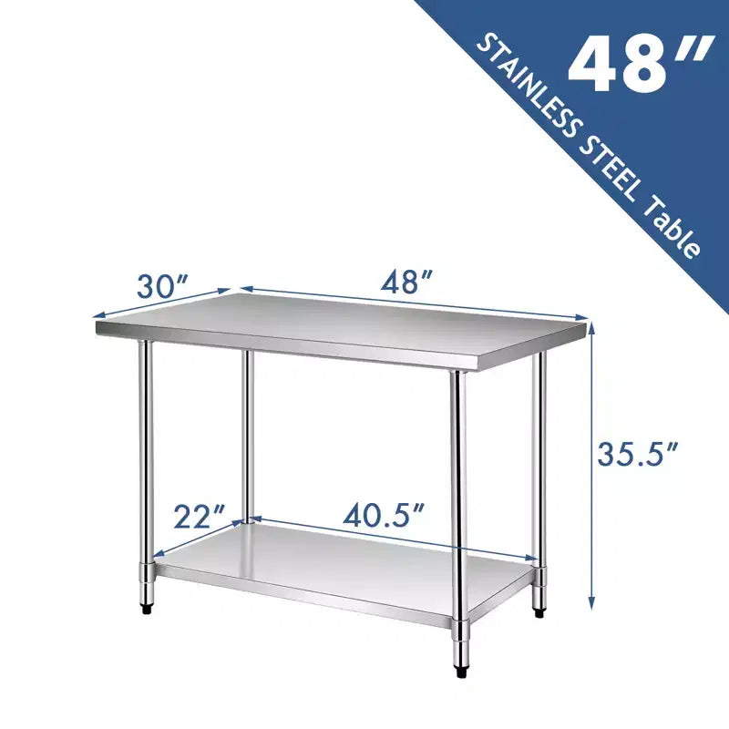 Tavolo da cucina commerciale Costway 30 x 48, in acciaio inox, per la preparazione di alimenti e da lavoro, colore argento 3