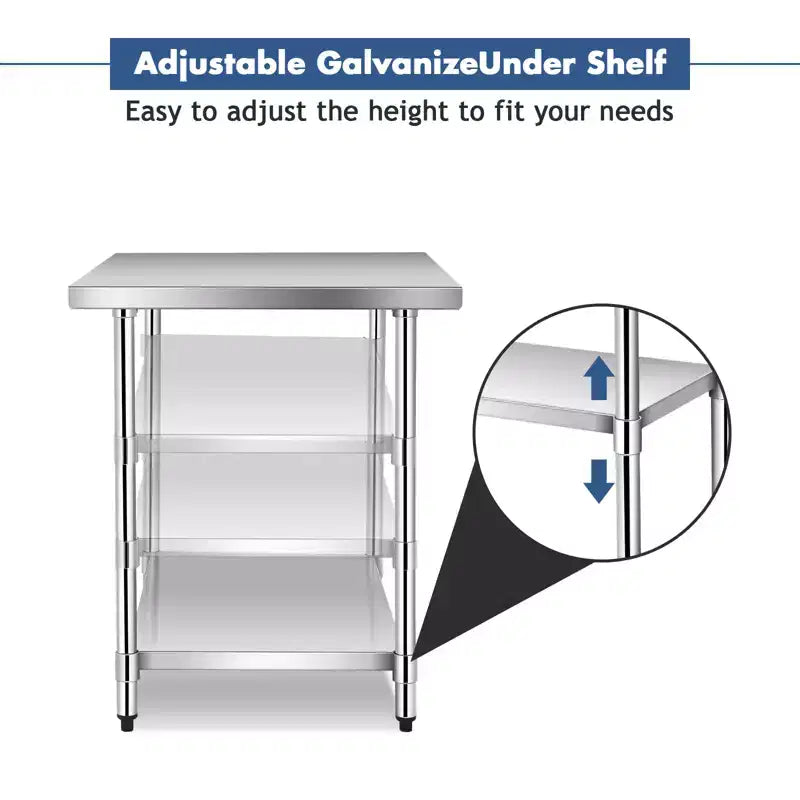 Tavolo da cucina commerciale Costway 30 x 48, in acciaio inox, per la preparazione di alimenti e da lavoro, colore argento 9