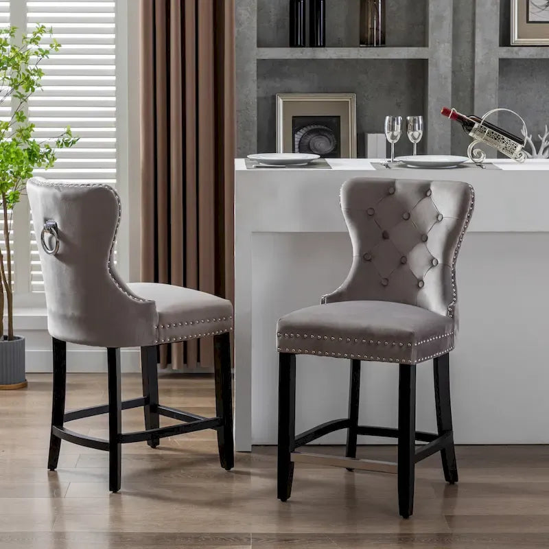 Sgabello da bancone Carter 24 Wingback Tufted Nailhead (set da 2) 19