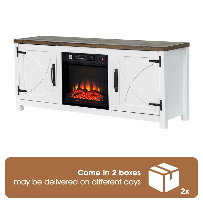 58 Farmhouse Electric Fireplace TV Stands Console Table for TV's up to 65 45