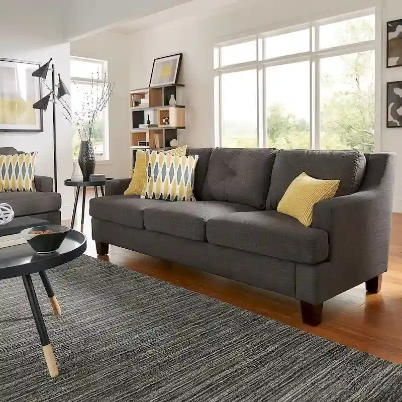 Elston Tufted Linen Track Sofa by iNSPIRE Q Modern 10