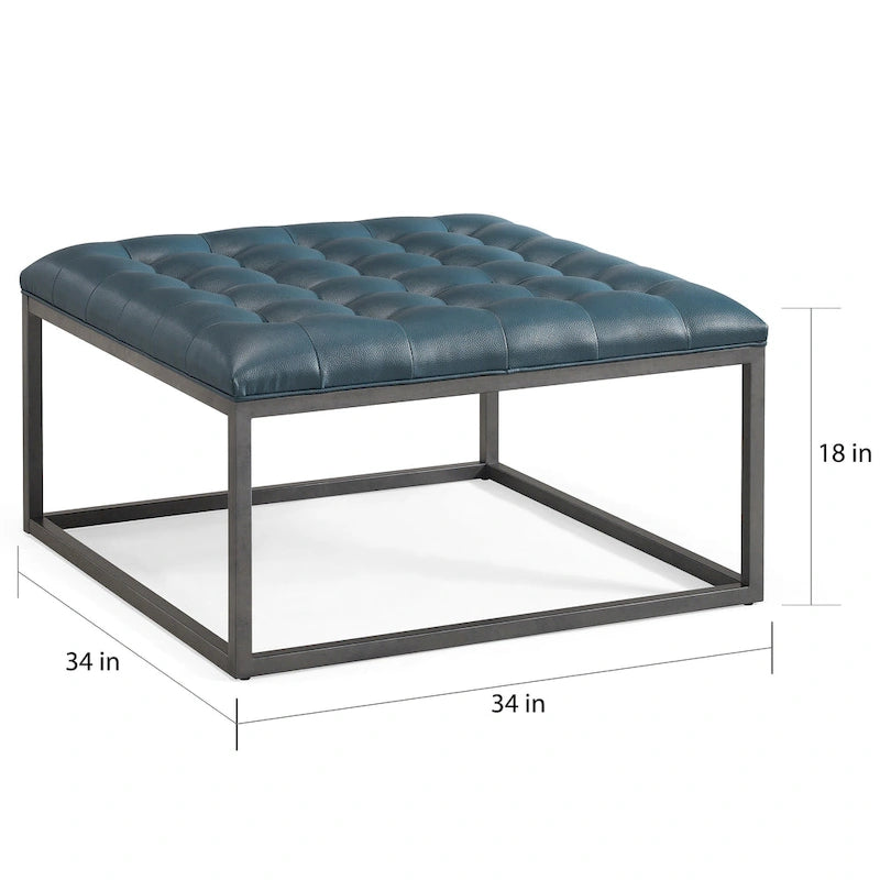 SEI Furniture Healy Faux Leather Tufted Ottoman 6