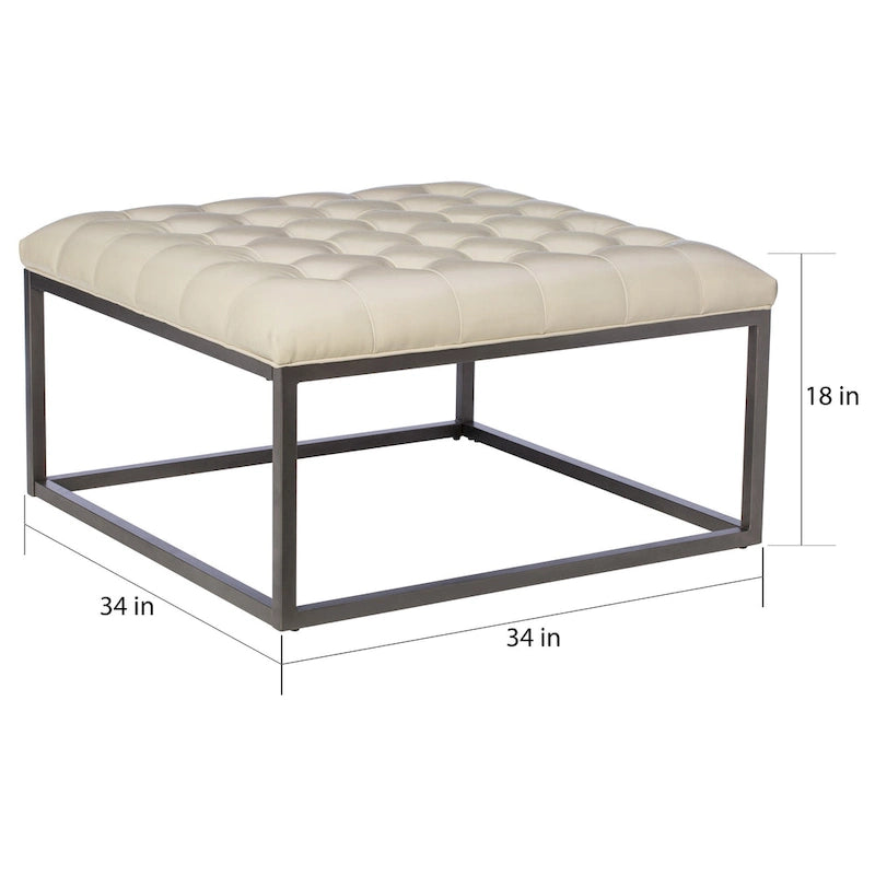 SEI Furniture Healy Faux Leather Tufted Ottoman 12