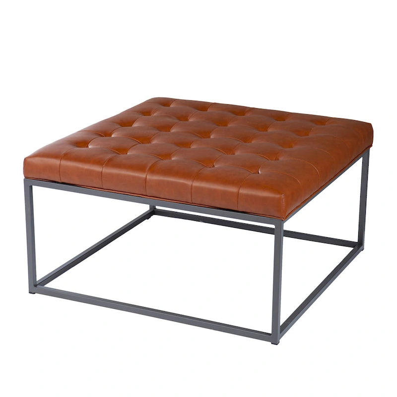 SEI Furniture Healy Faux Leather Tufted Ottoman 16