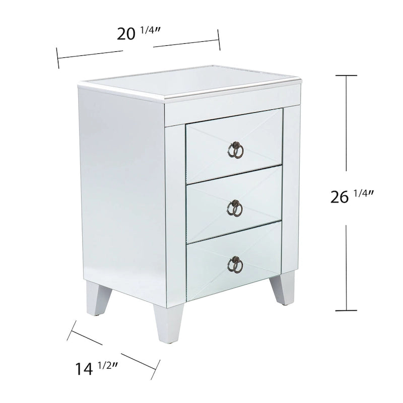 Tavolino a specchio moderno di metà secolo Churchill SEI Furniture con vano portaoggetti 10