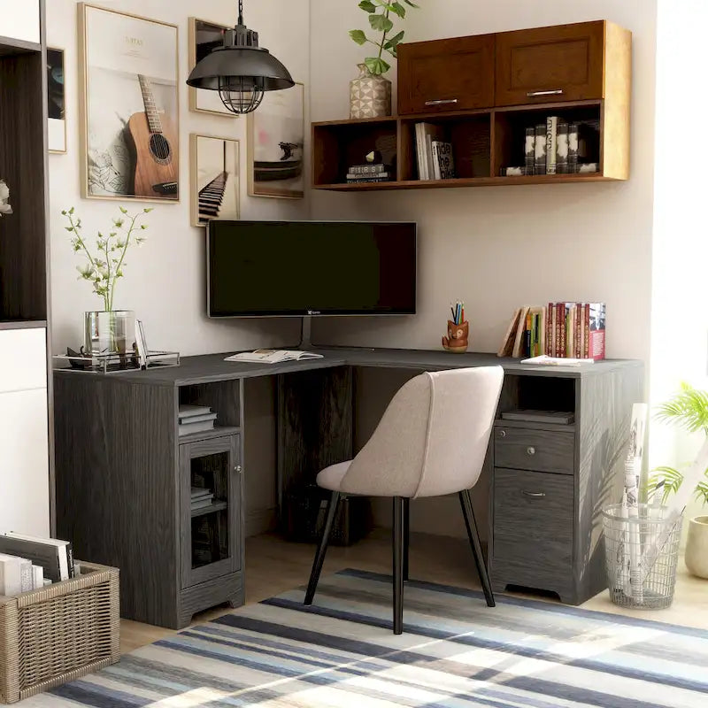 Barlon Transitional 59-inch L-shaped Computer Desk with USBs by Furniture of America 2
