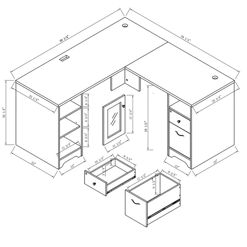 Barlon Transitional 59-inch L-shaped Computer Desk with USBs by Furniture of America 5