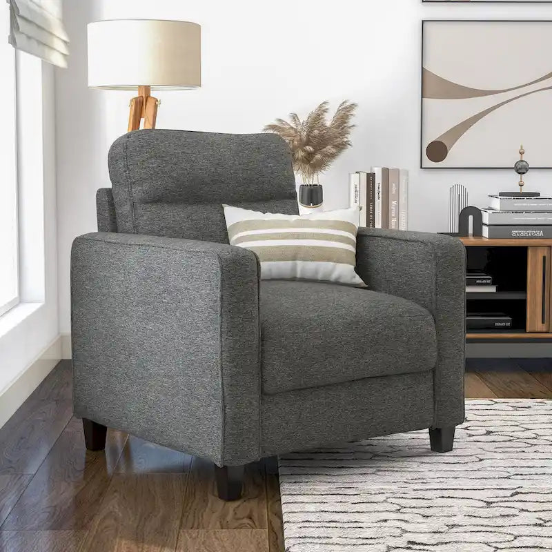Wystan Contemporary Track Arms Chair with Solid Wood Tapered Legs, Upholstered Fabric Single Sofa Chair by Furniture of America 3
