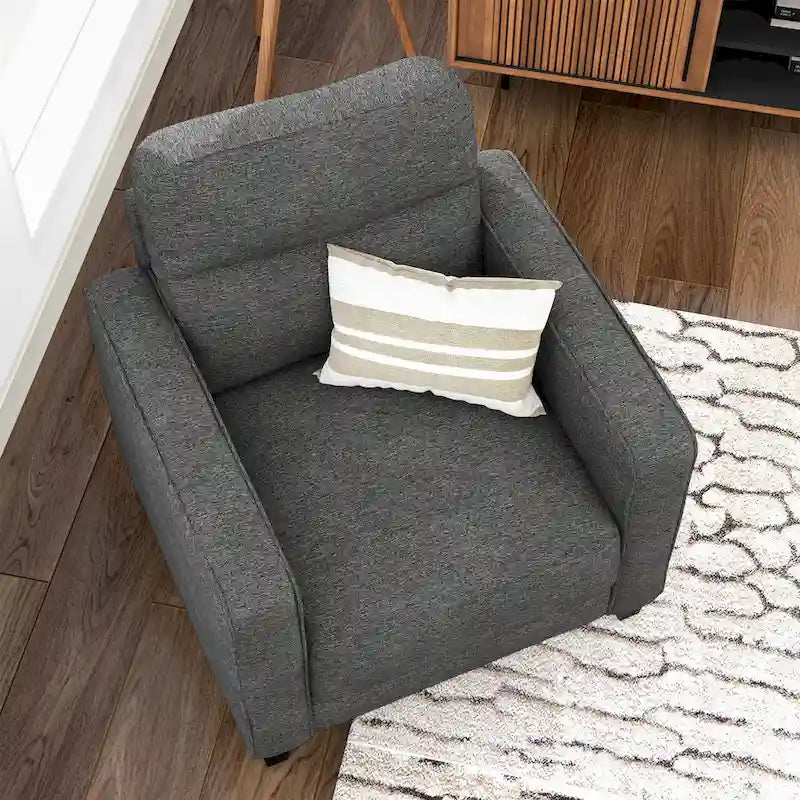 Wystan Contemporary Track Arms Chair with Solid Wood Tapered Legs, Upholstered Fabric Single Sofa Chair by Furniture of America 4