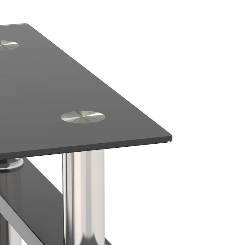 Square Tempered Glass Coffee End Table (Set Of 2) - 17.72 x 17.72 x 20.50 7