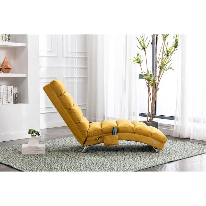 Linen Chaise Lounge Indoor Chair - 58.27 x 21.65 x 34.25 6
