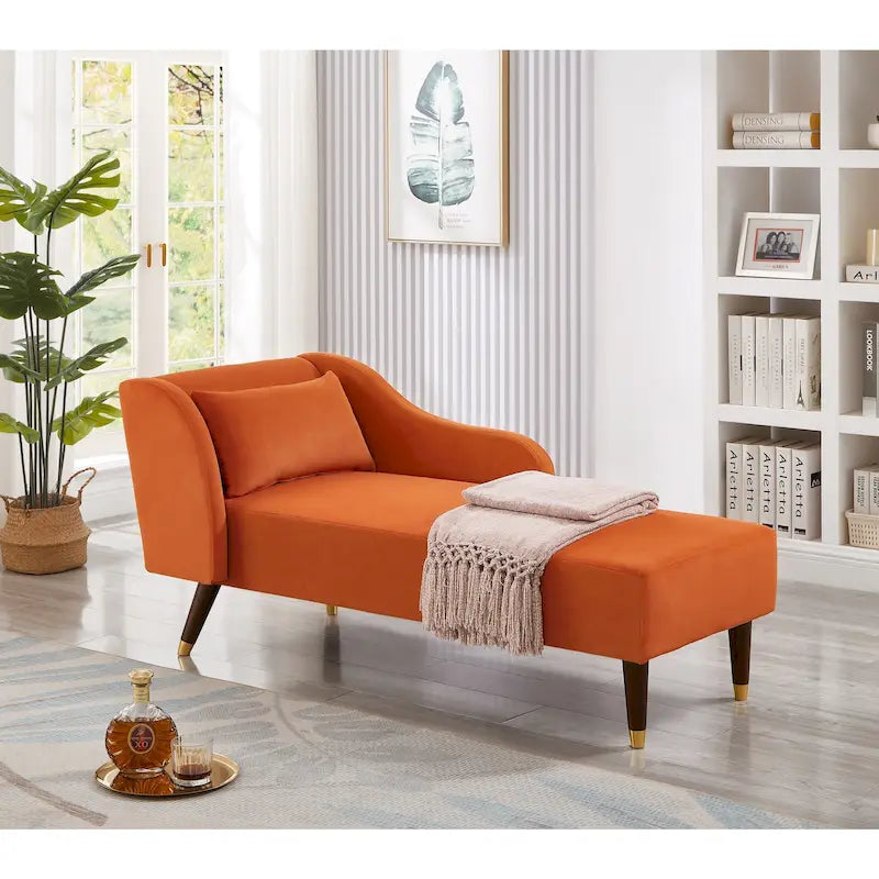 Modern Chaise Lounge Chair with Velvet Upholstery - 29.50 x 55.90 x 28.70 11