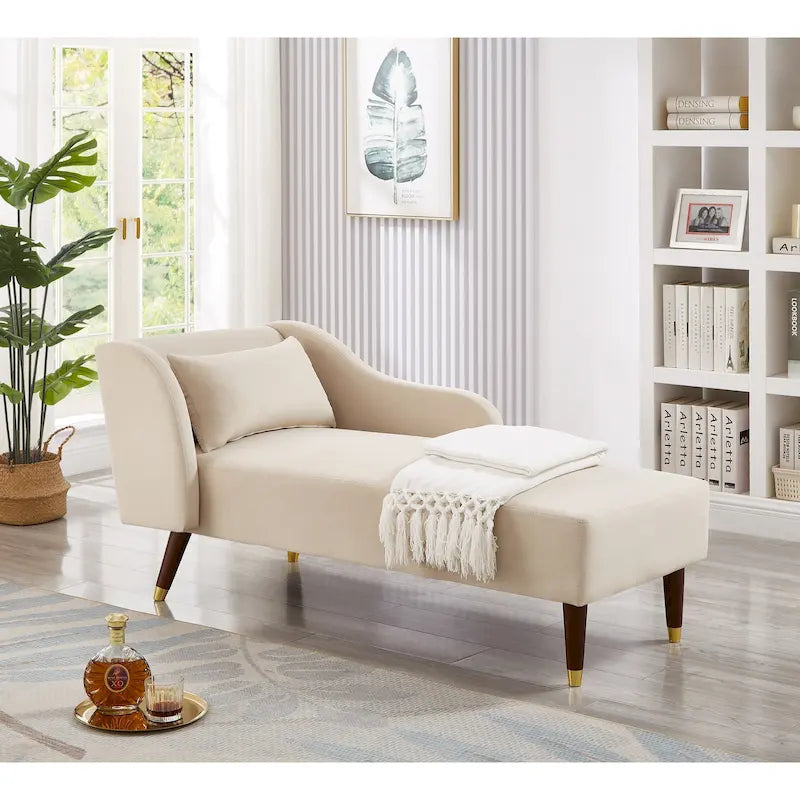 Modern Chaise Lounge Chair with Velvet Upholstery - 29.50 x 55.90 x 28.70 12